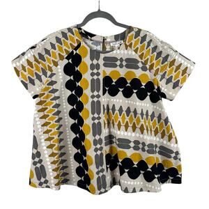 Cousin Earl Anthropologie Geometric Blouse Size S Multicolor Modern Boxy Swing